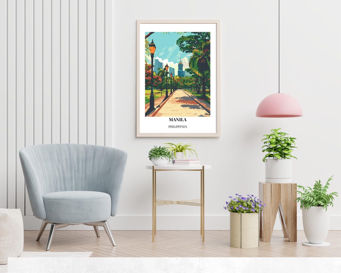 Manila Philippines Park Promenade Lamps Skyline Walk View Poster - Image 2