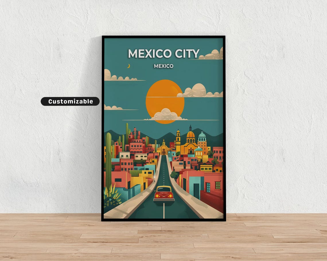 Mexico City Travel Poster Custom Wall Art