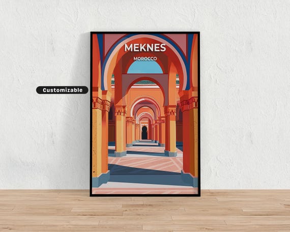 Meknes Morocco Travel Poster Custom Wall Art