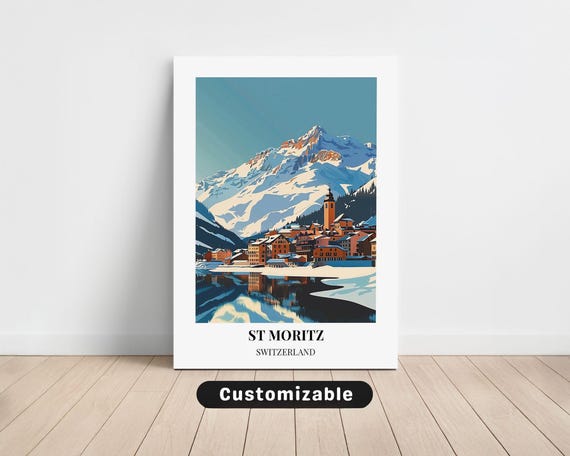 St Moritz Switzerland Travel Canvas Poster Custom Wall Art