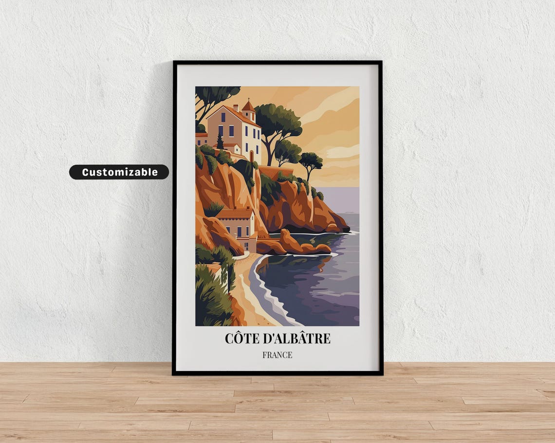 Cote d Albatre France Vintage Travel Coastal Cliffs Villa Poster