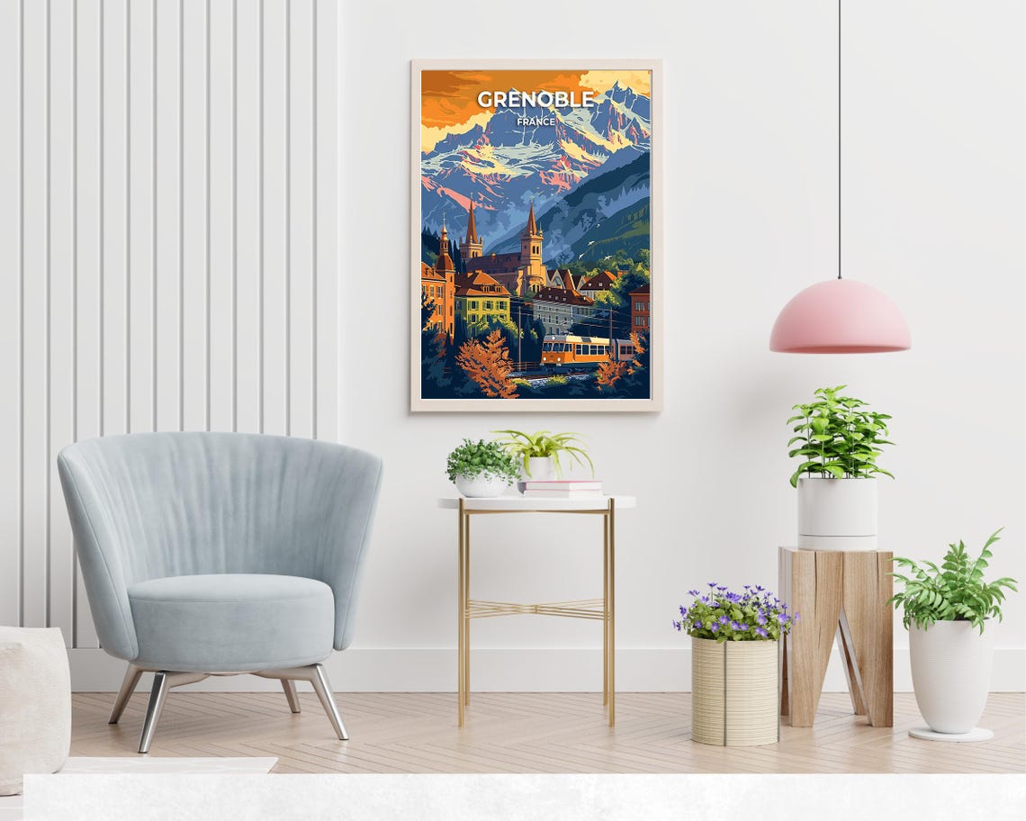 Grenoble France Travel Print Wall Art Grenoble France City Print Grenoble France Travel Gift Grenoble France Poster Travel Gift - Image 2