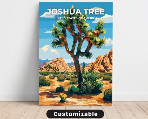 Joshua Tree National Park Desert Yucca Retro Vintage Travel Poster