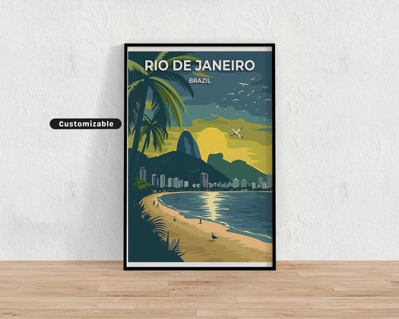 Rio De Janeiro Brazil Travel Poster Custom Wall Art