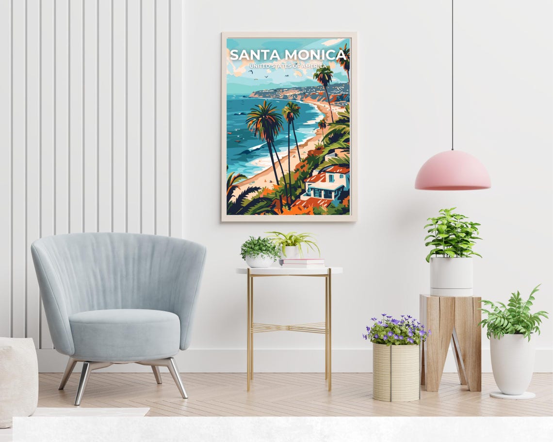 Santa Monica Travel Print Wall Art Santa Monica California City Print Santa Monica Travel Gift Santa Monica City Poster Travel Gift - Image 2