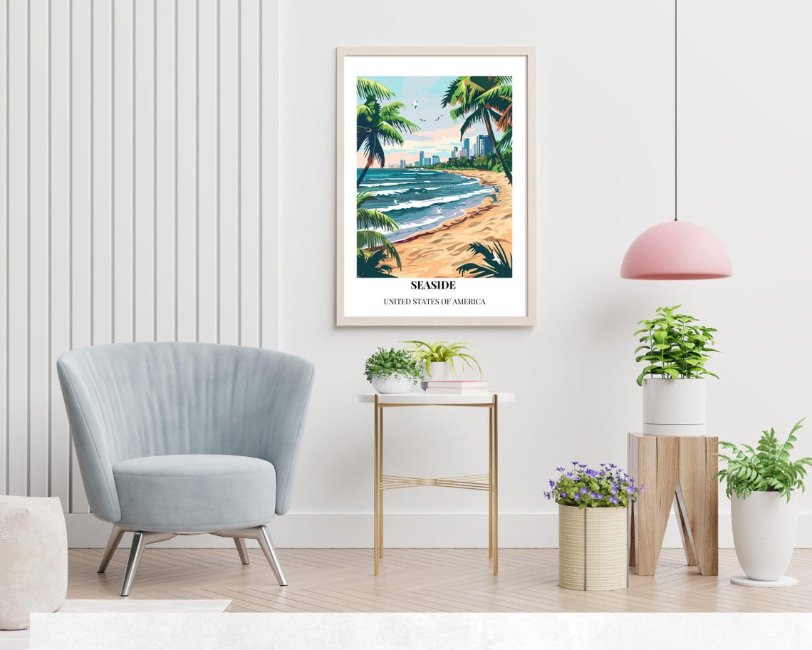 Seaside Travel Print Wall Art Seaside United States City Print Seaside Travel Gift Seaside City Poster Travel Gift - Image 2