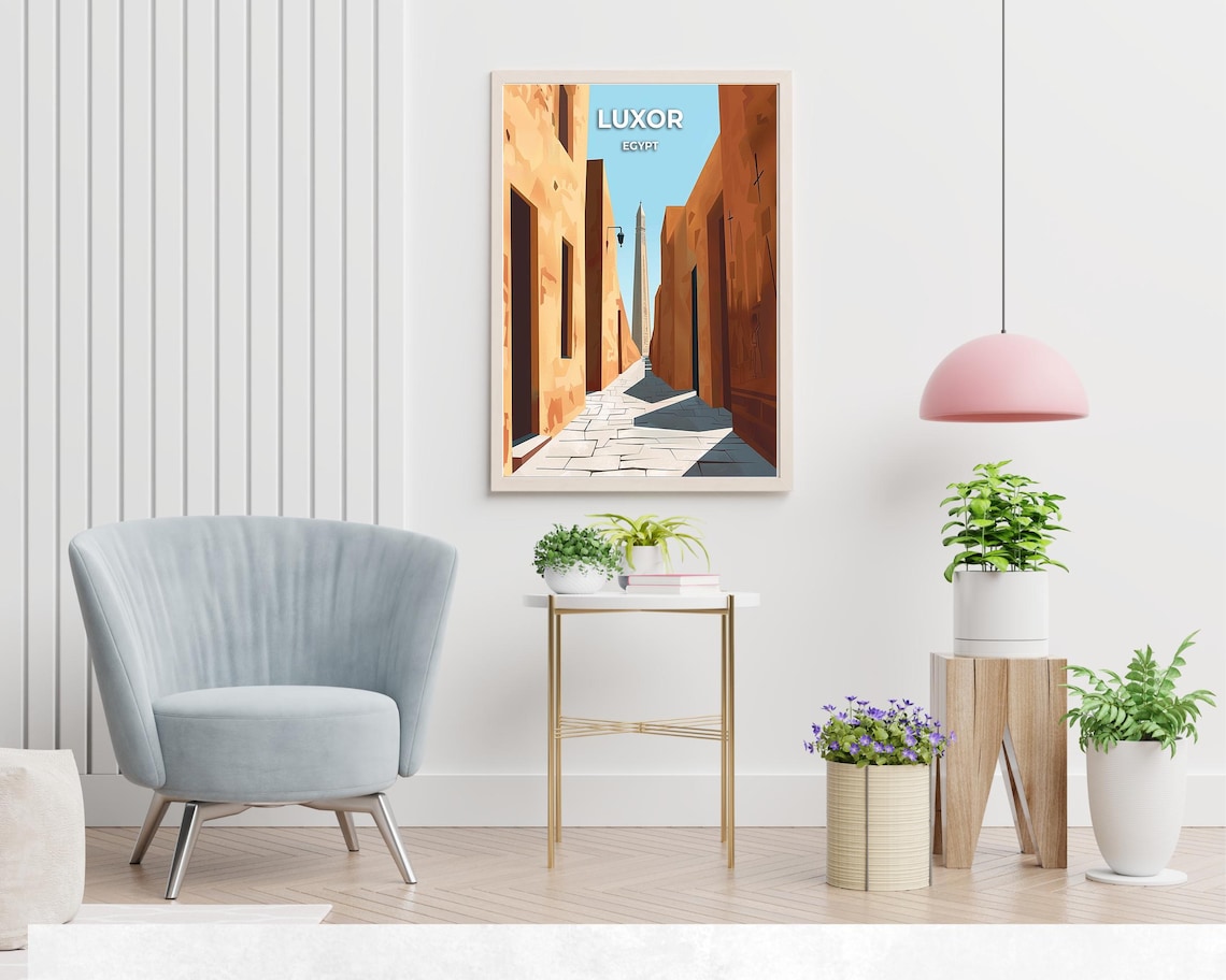 Luxor Egypt Ancient Obelisk Narrow Alley Old Town Travel Poster - Image 2