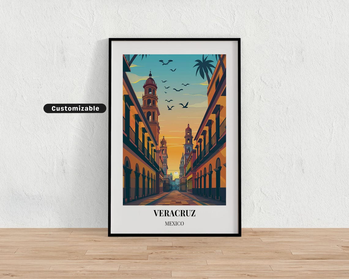 Veracruz Mexico Travel Poster Custom Wall Art