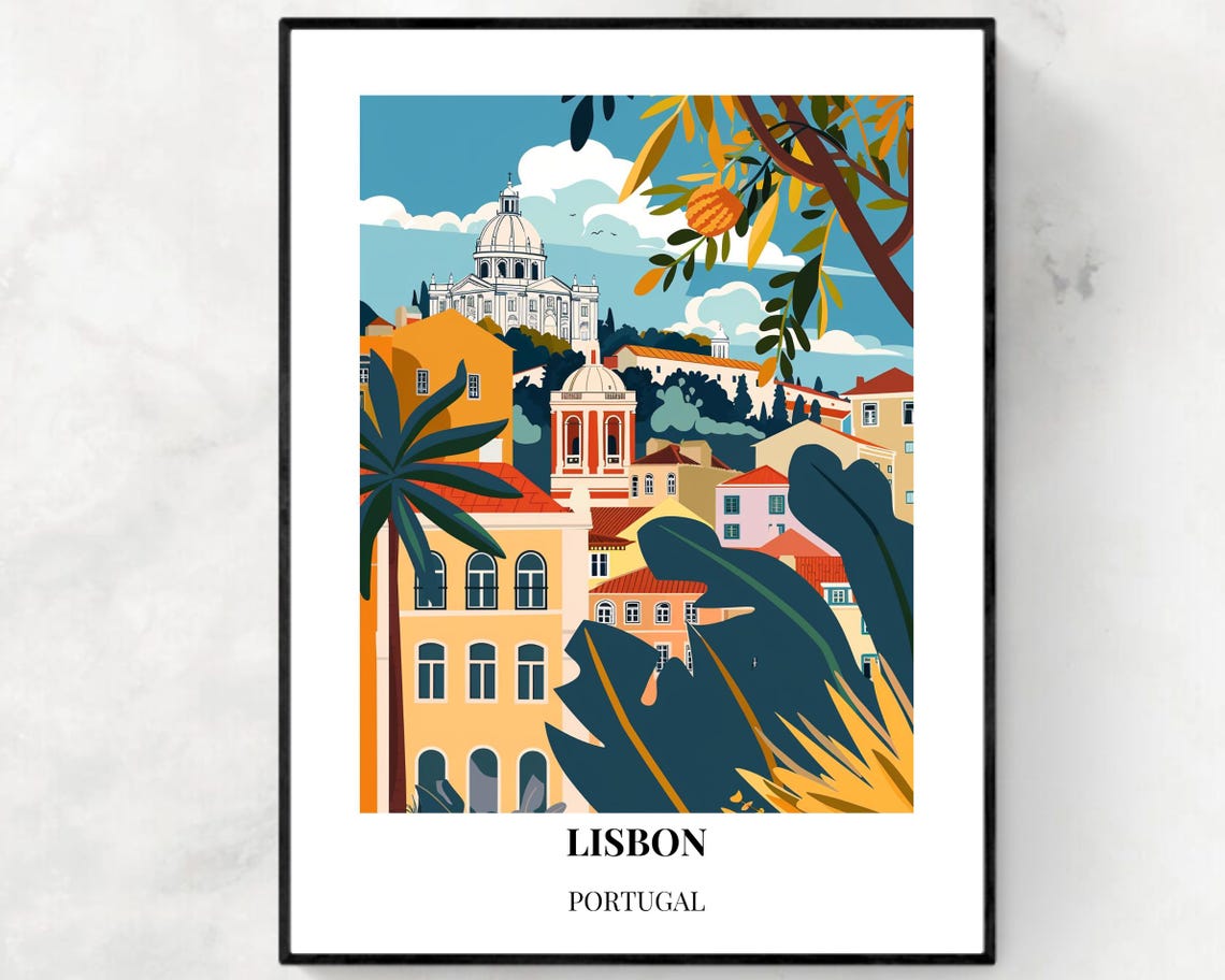 Lisbon City Print Lisbon Travel Poster Portugal Travel Gift Lisbon Portugal Poster Lisbon Gift