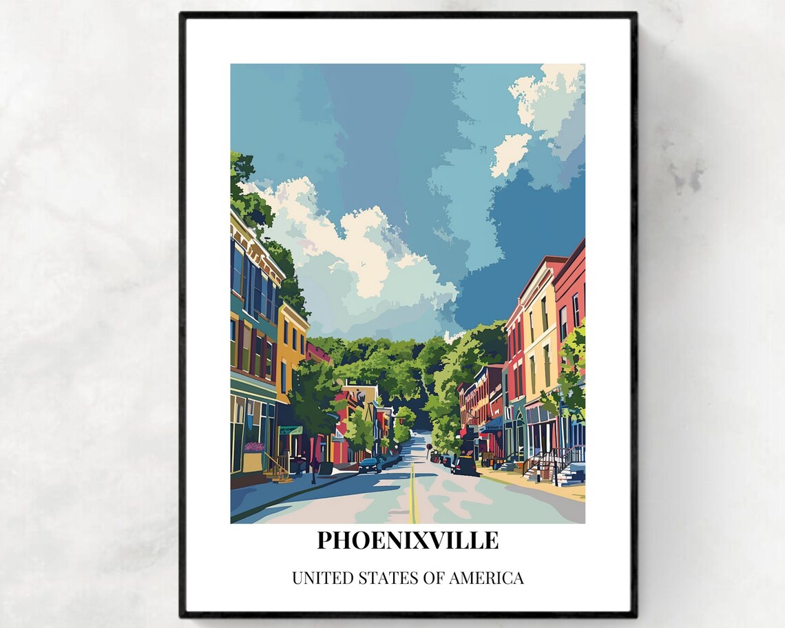 Phoenixville Pennsylvania Main Street Classic Caption Travel Poster