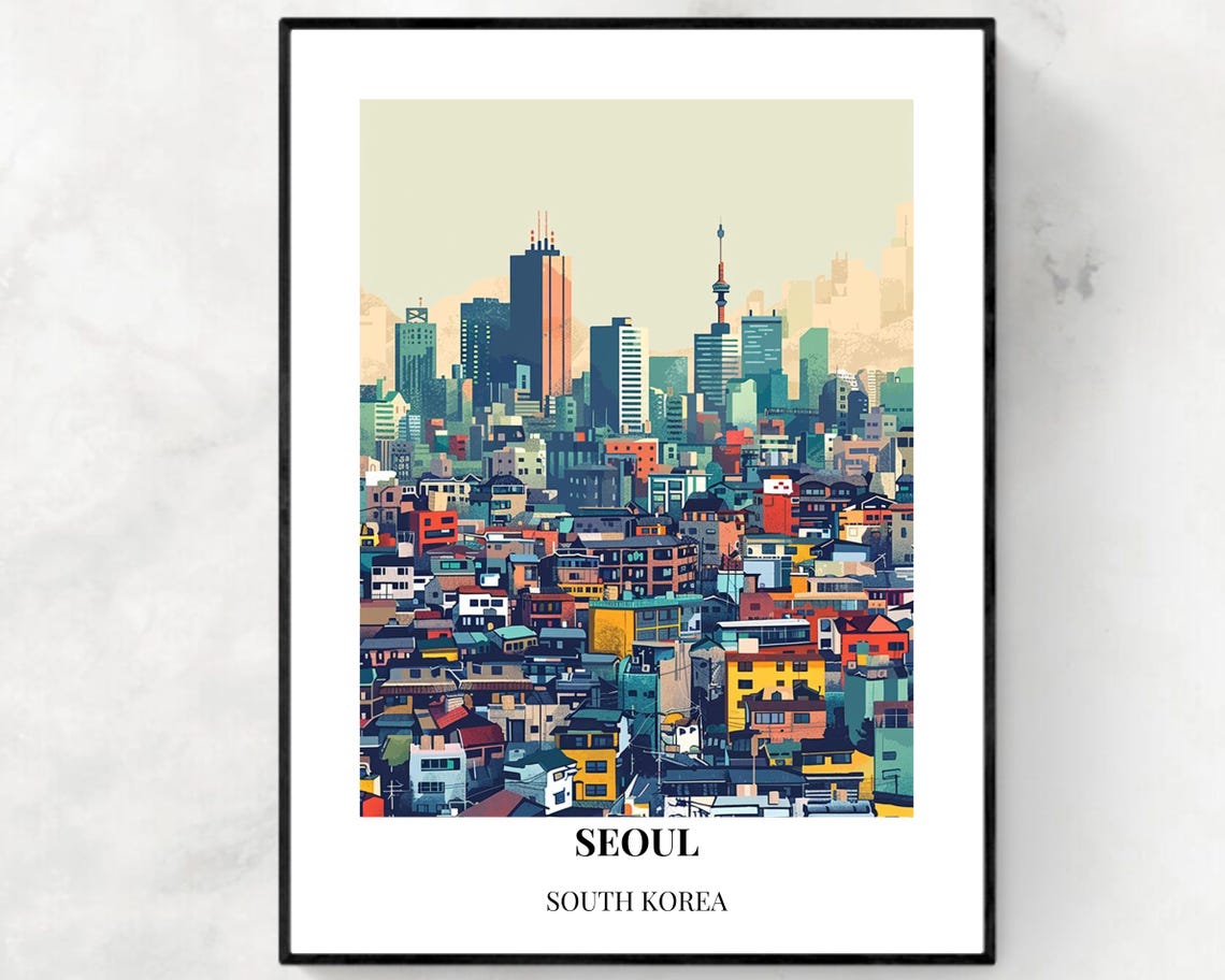Seoul Travel Print Wall Art Seoul South Korea City Print Seoul Travel Gift Seoul City Poster Travel Gift Wall Art