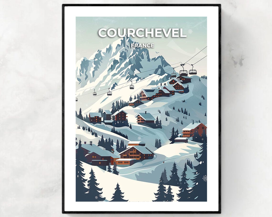 Courchevel France Travel Print Wall Art Courchevel France City Print Courchevel France Travel Gift Courchevel France Poster