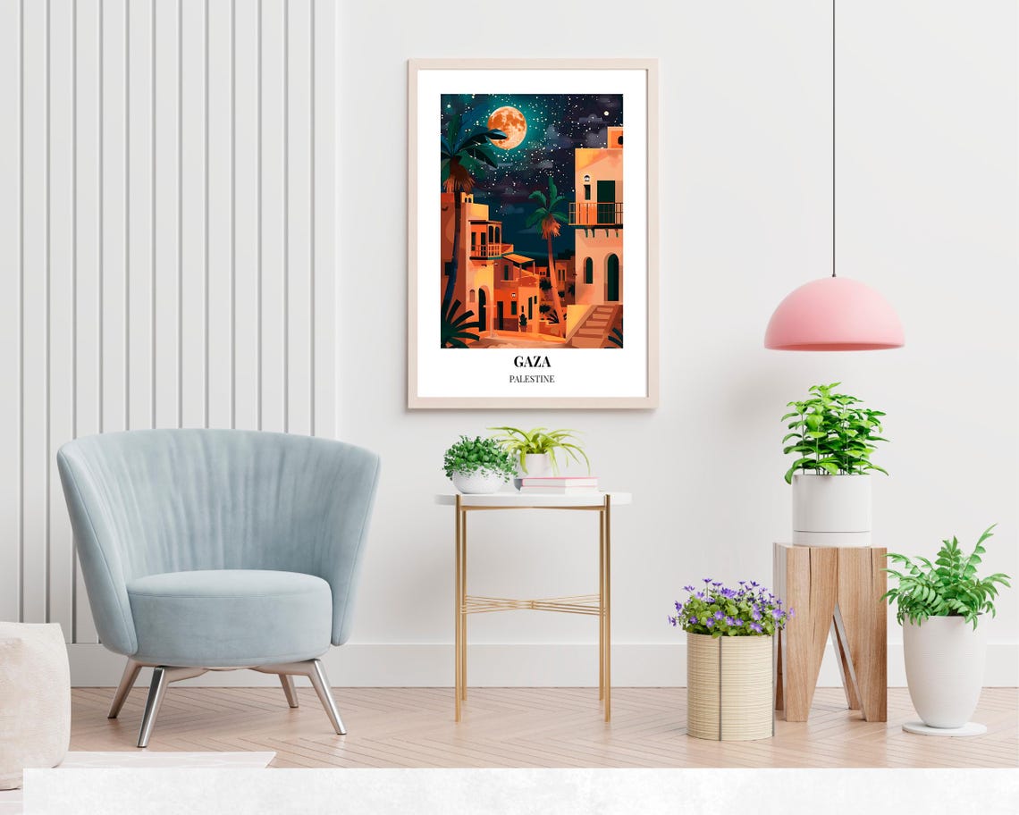 Gaza Old Town Moonlit Street Under A Starry Night Sky Poster - Image 2