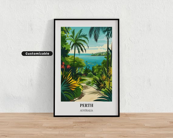 Perth Australia Travel Poster Custom Wall Art