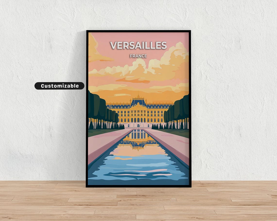 Versailles France Palace Sunset Reflection Custom Travel Poster