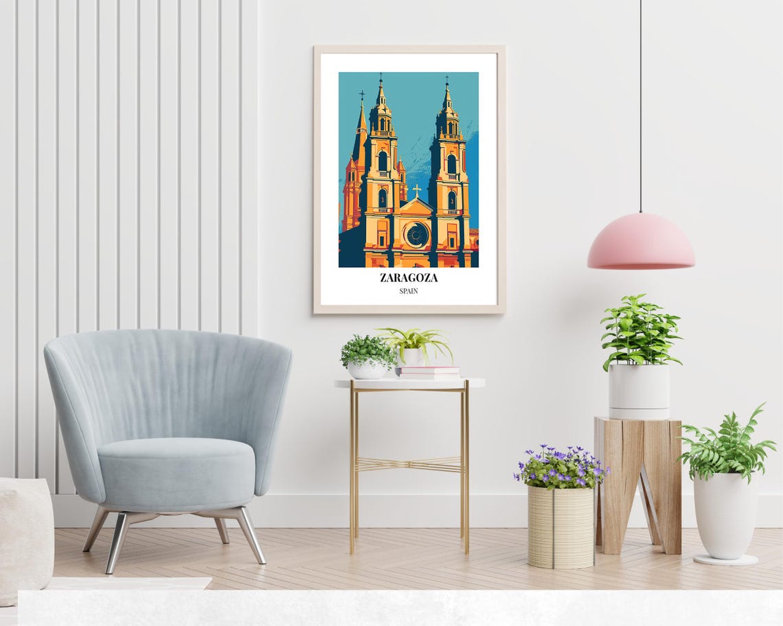 Basilica Of Our Lady Of The Pillar Travel Print Wall Art Zaragoza Spain City Print Basilica Of Our Lady Of The Pillar Travel Gift - Image 2