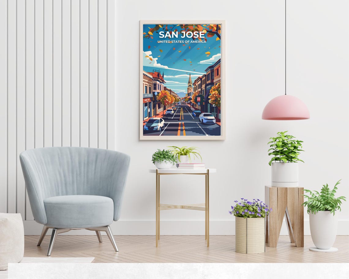 San Jose Travel Print Wall Art San Jose United States City Print San Jose Travel Gift San Jose City Poster Wall Art - Image 2