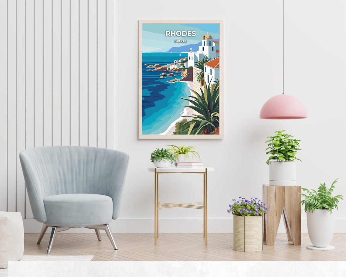 Rhodes Travel Print Wall Art Rhodes Greece City Print Rhodes Travel Gift Rhodes City Poster Travel Gift Wall Art - Image 2