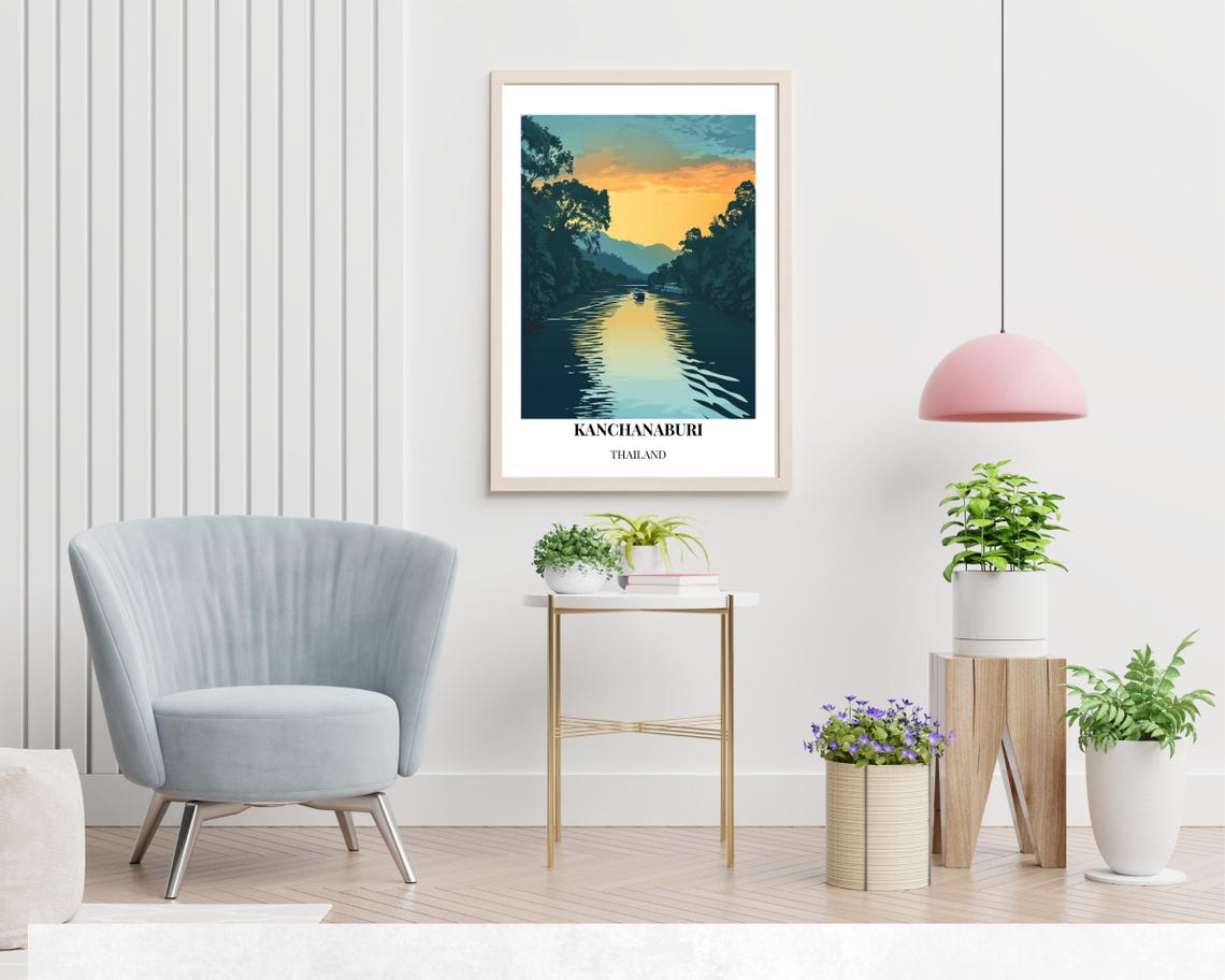 Bridge Over The River Kwai Travel Print Wall Art Kanchanaburi Thailand City Print Bridge Over The River Kwai Travel Gift Travel Gift - Image 2