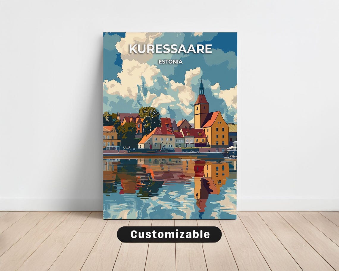Kuressaare Estonia Vintage Travel Poster Retro Seaside Town Art
