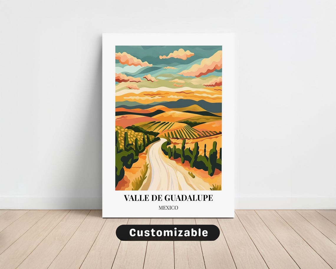 Valle De Guadalupe Mexico Travel Canvas Poster Custom Wall Art