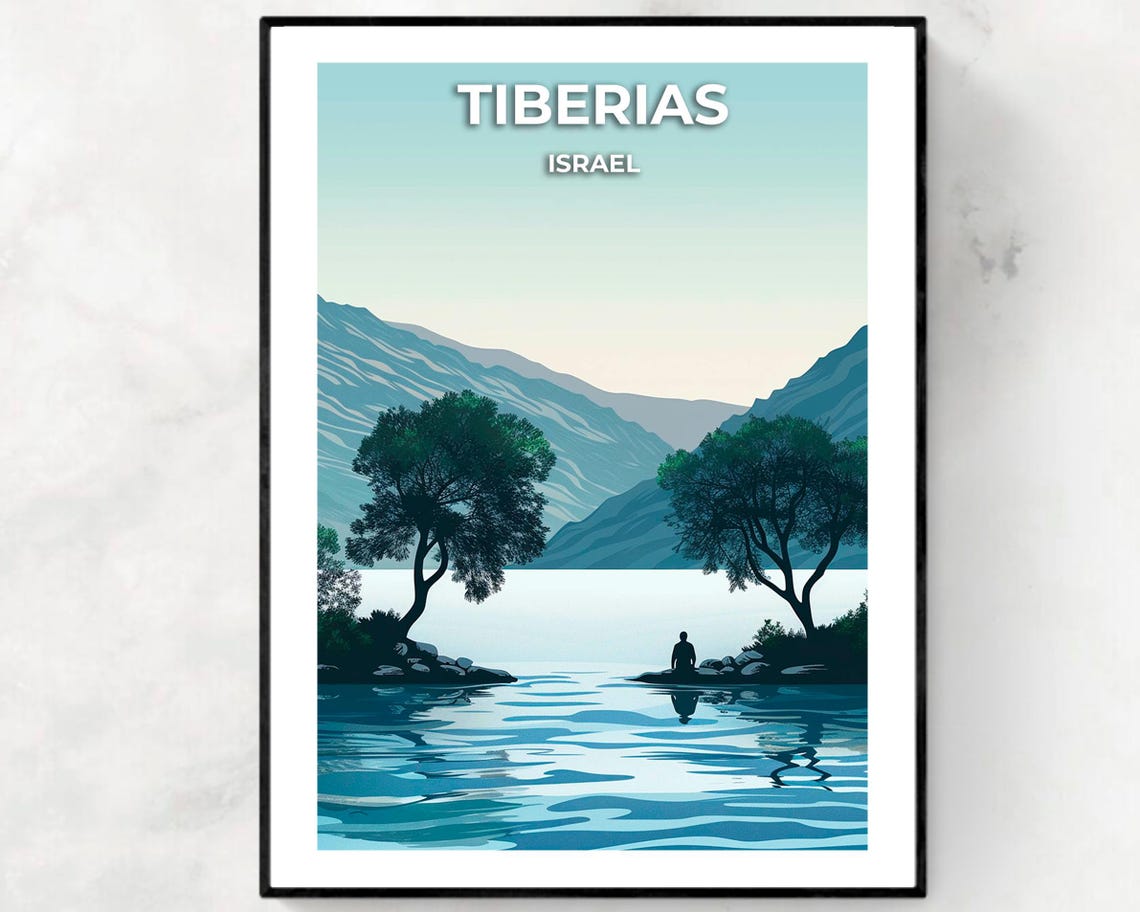 Sea Of Galilee Travel Print Wall Art Tiberias Israel City Print Sea Of Galilee Travel Gift Sea Of Galilee Poster