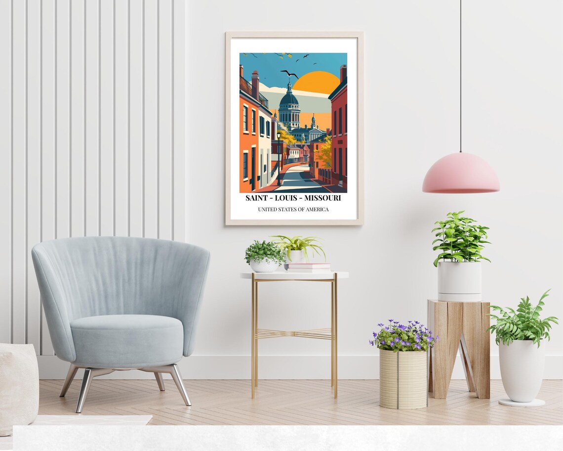 Saint Louis Missouri Historic Dome Capitol Street Scene Poster - Image 2