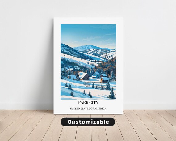 Park City Cozy Alpine Winter Village Mountain Snow Travel Poster