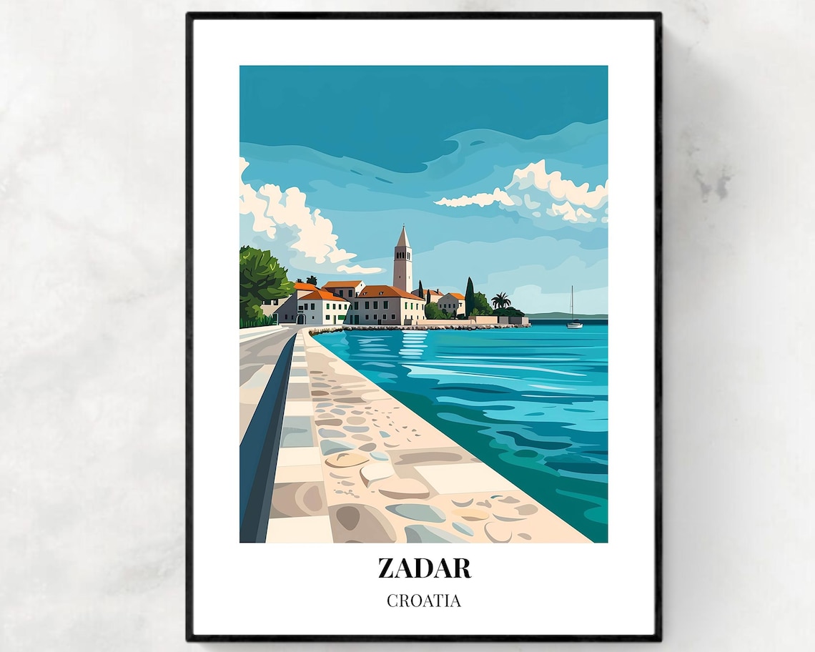 Sea Organ Travel Poster, Zadar Croatia City Print
