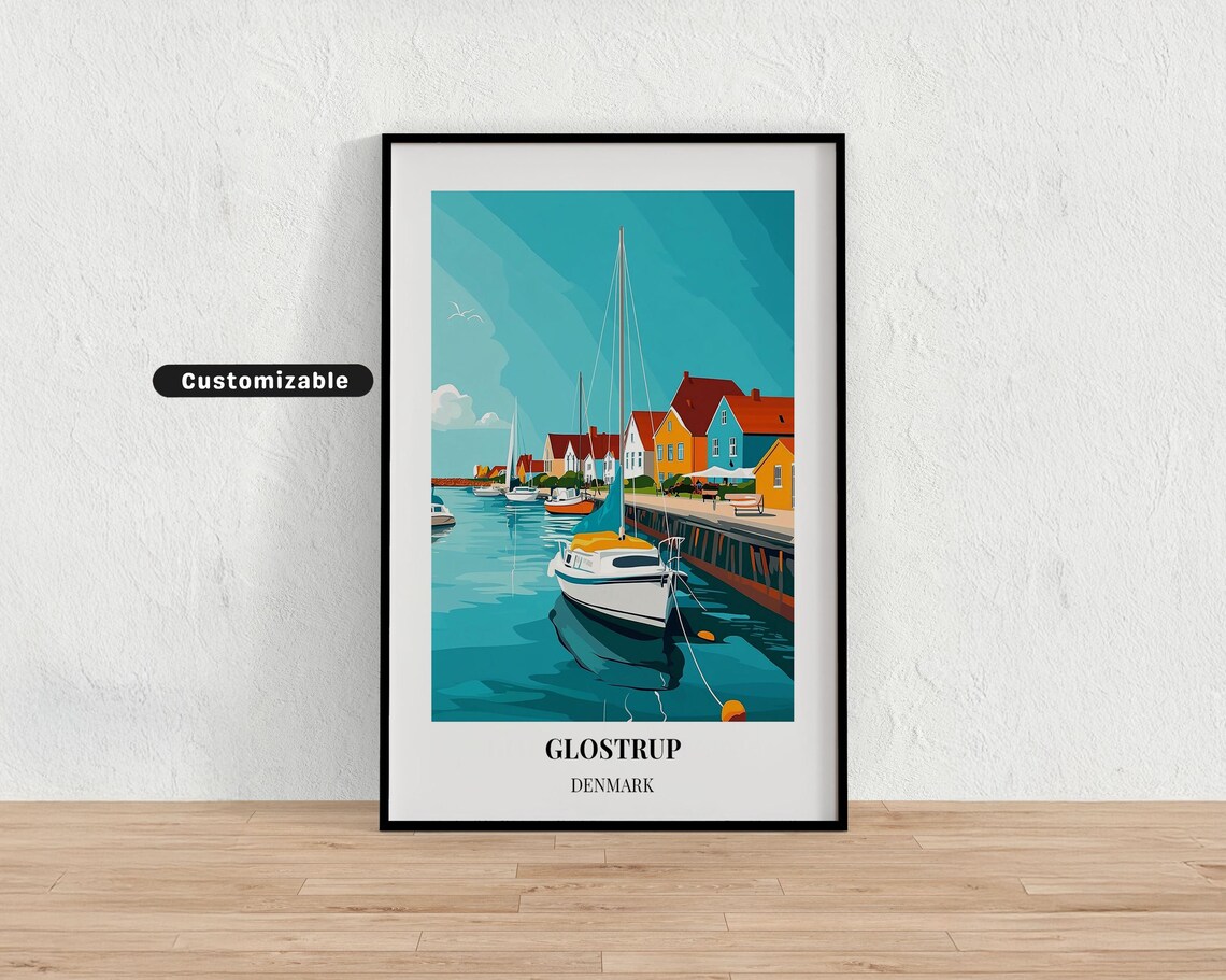 Glostrup Denmark Marina Sailboats Harbor Houses Waterfront Poster