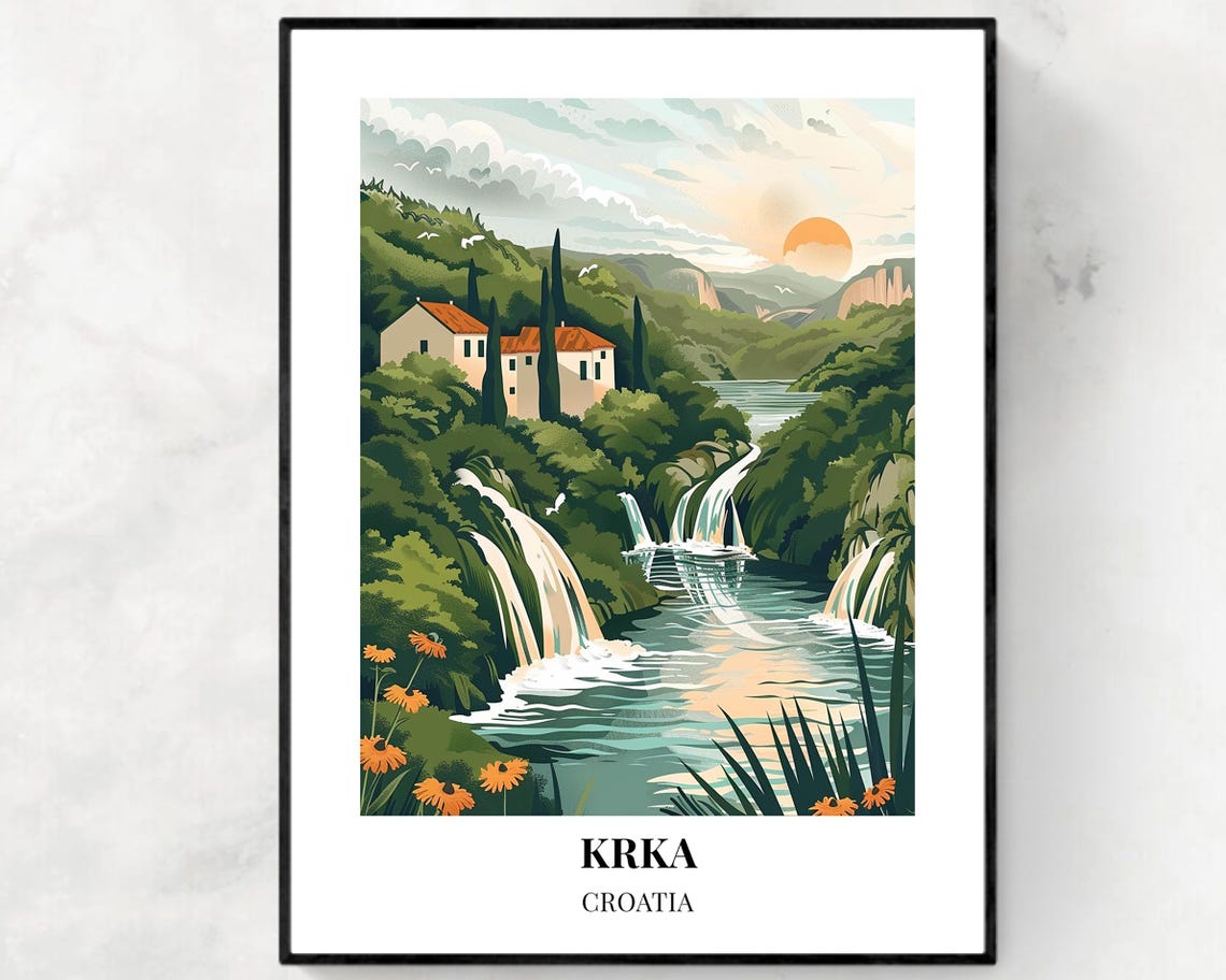 Krka Croatia Travel Print Wall Art Krka Croatia City Print Krka Croatia Travel Gift Krka Croatia Poster Wall Art