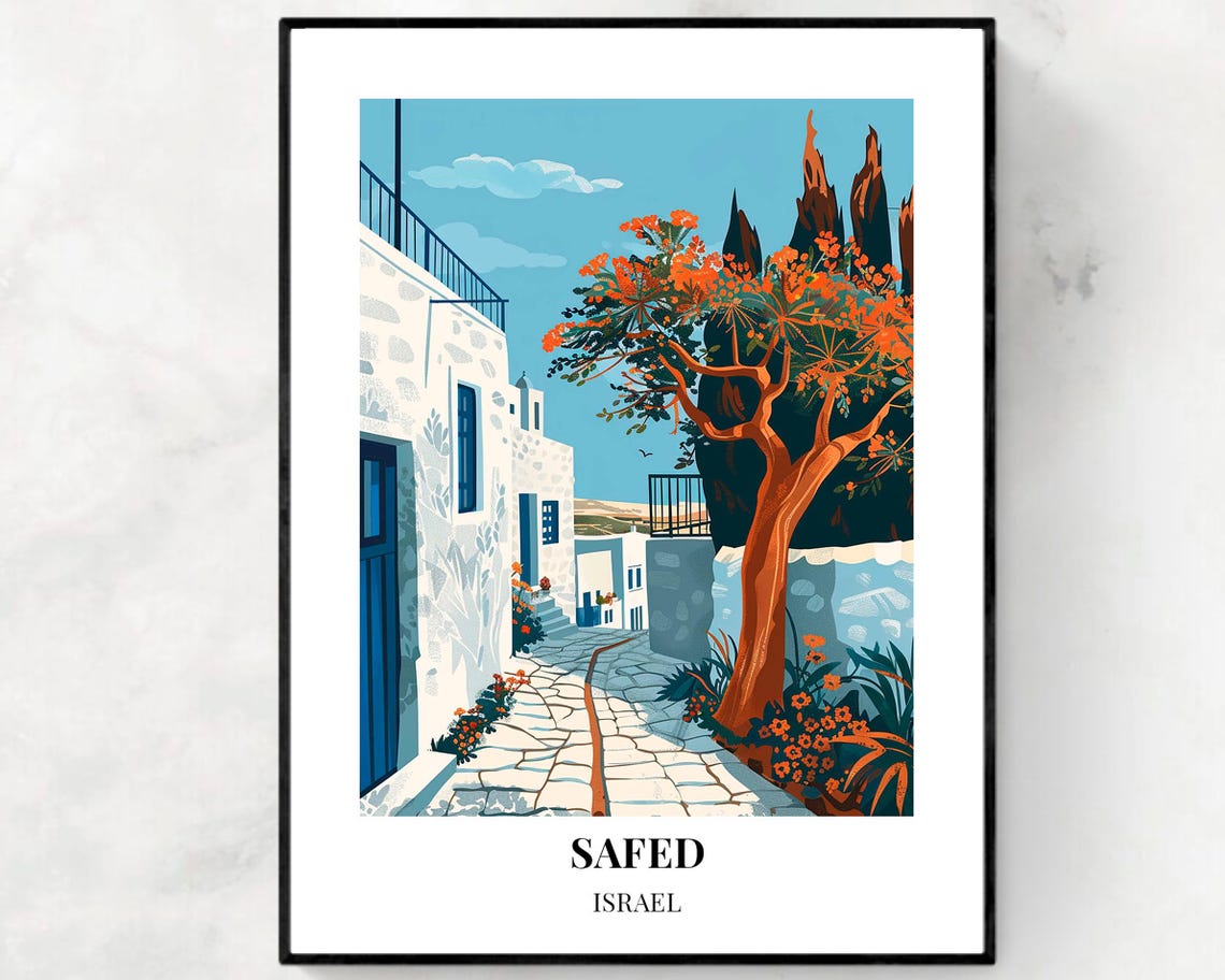 Artists Quarter Travel Print Wall Art Safed Israel City Print Artists Quarter Travel Gift Artists Quarter Poster
