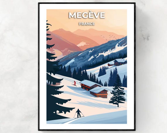 Megve Travel Print Megve Ski Poster France Ski Poster Megve Ski Resort Print