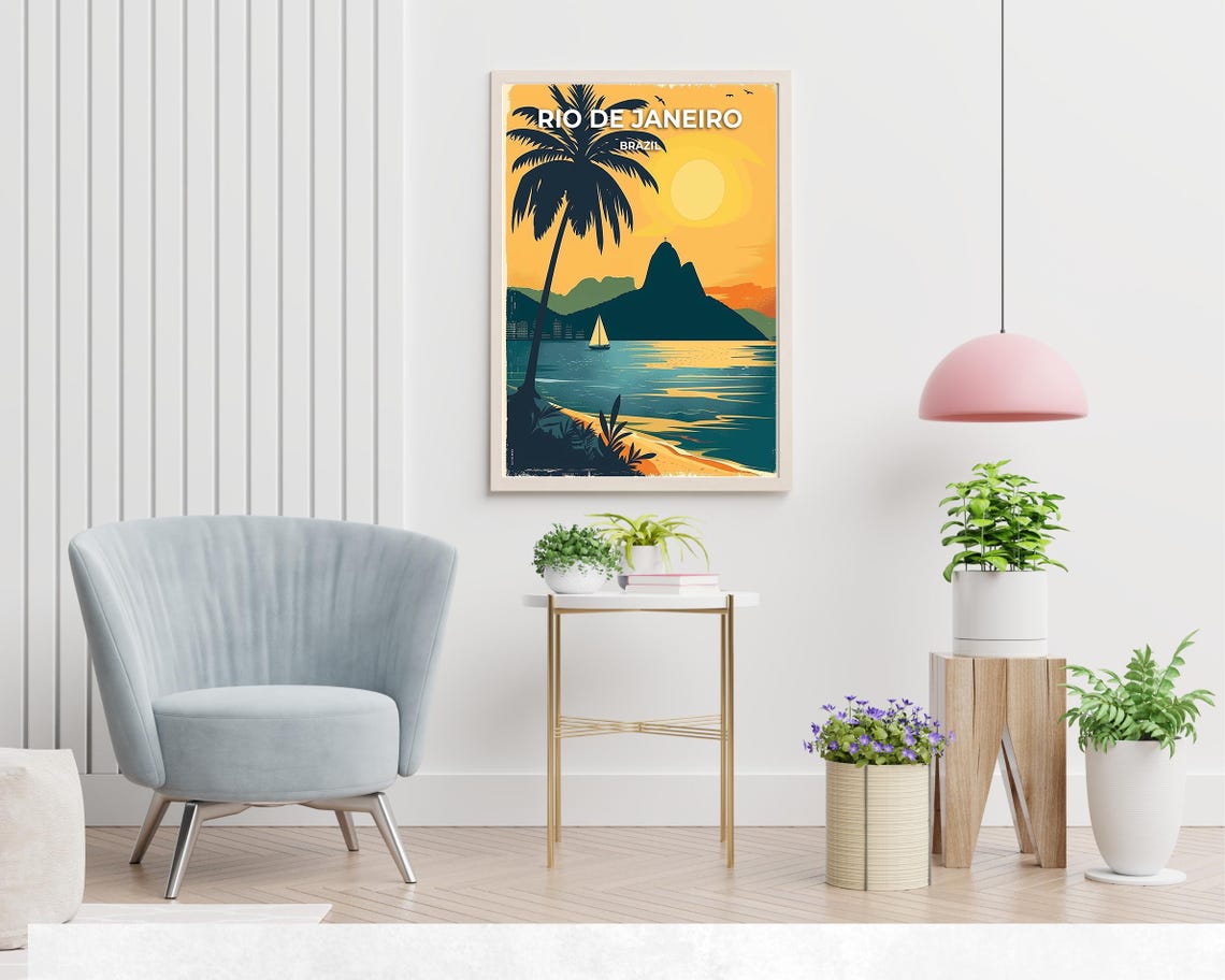 Rio De Janeiro Travel Print Wall Art Rio De Janeiro Brazil City Print Rio De Janeiro Travel Gift Rio De Janeiro City Poster Wall Art - Image 2
