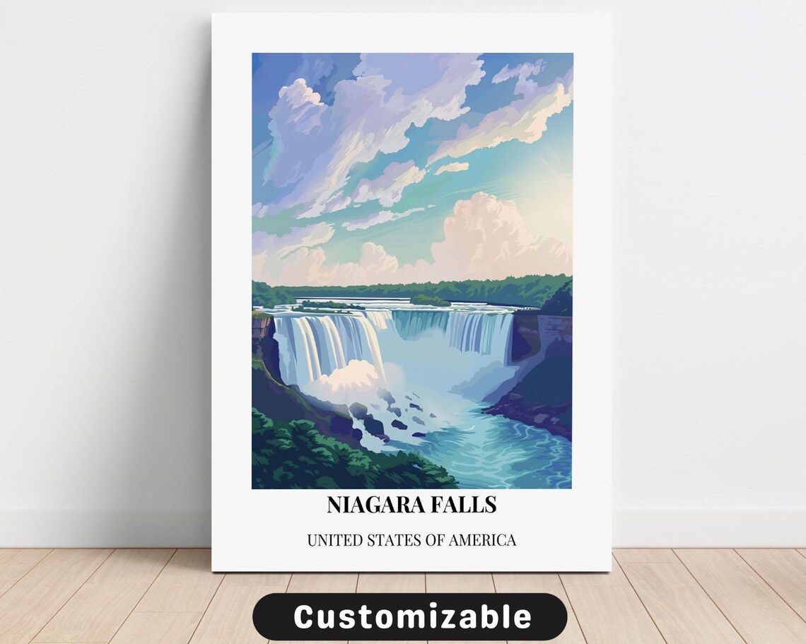 Niagara Falls United States White Border Vintage Travel Poster