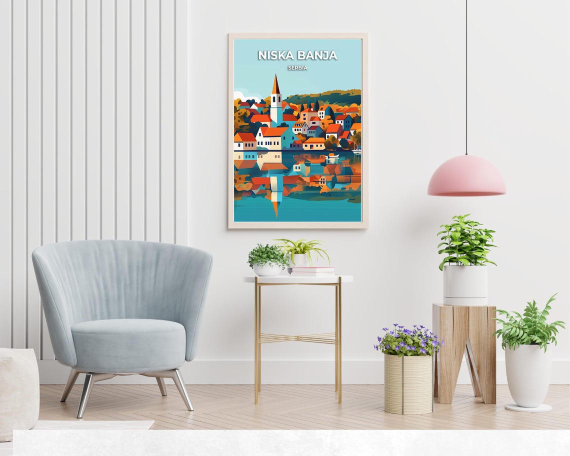 Nika Banja Travel Print Wall Art Nika Banja Serbia City Print Nika Banja Spa Travel Gift Nika Banja Spa Poster Travel Gift - Image 2