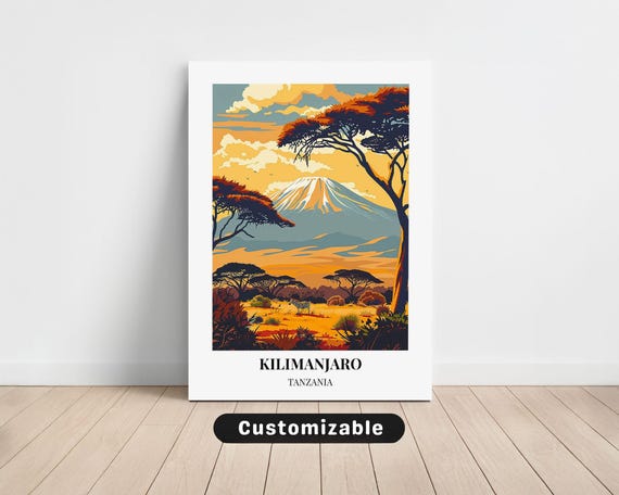 Kilimanjaro Tanzania Travel Canvas Poster Custom Wall Art