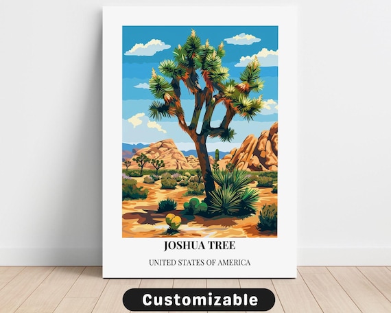 Joshua Tree National Park Desert Rocks Minimalist White Border Poster
