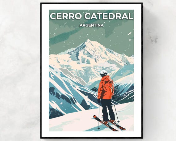 Cerro Catedral Travel Print Cerro Catedral Ski Poster Argentina Ski Poster Cerro Catedral Ski Resort Print