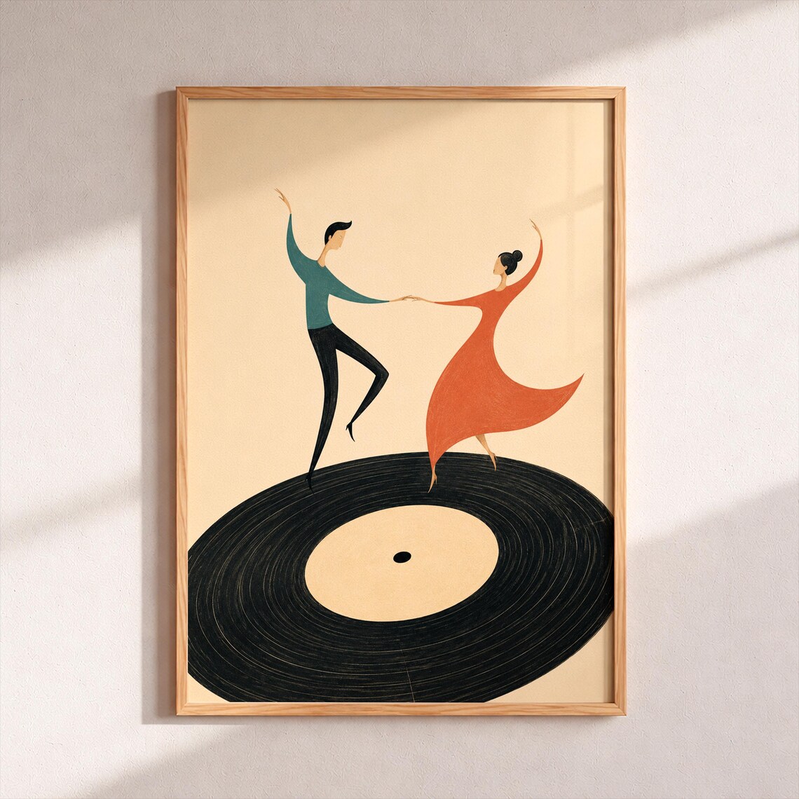 Couple Dancing on a Vinyl Record Retro Music Lover Romantic Dance Poster