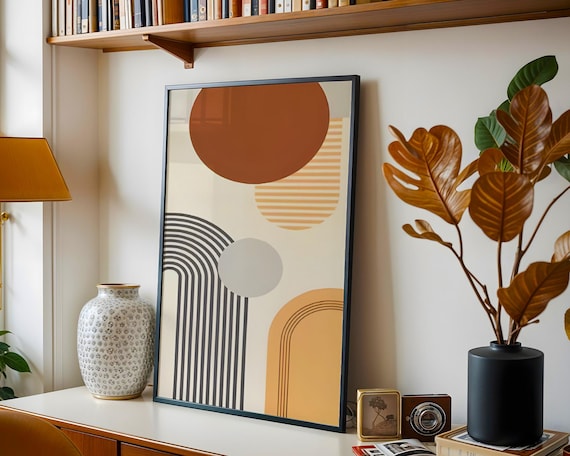 Mid Century Modern Arches Poster Terracotta Abstract Geometric Art