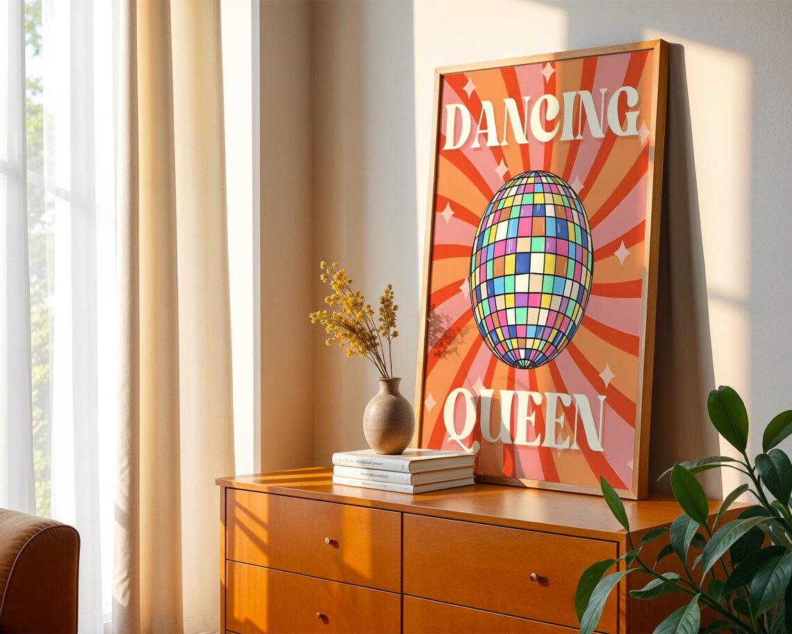Dancing Queen Poster Print, Retro 70s Groovy Decor