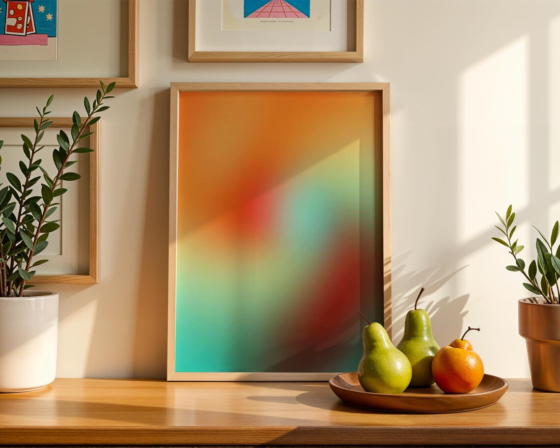 Orange And Turquoise Aura Gradient, Psychedelic Abstract