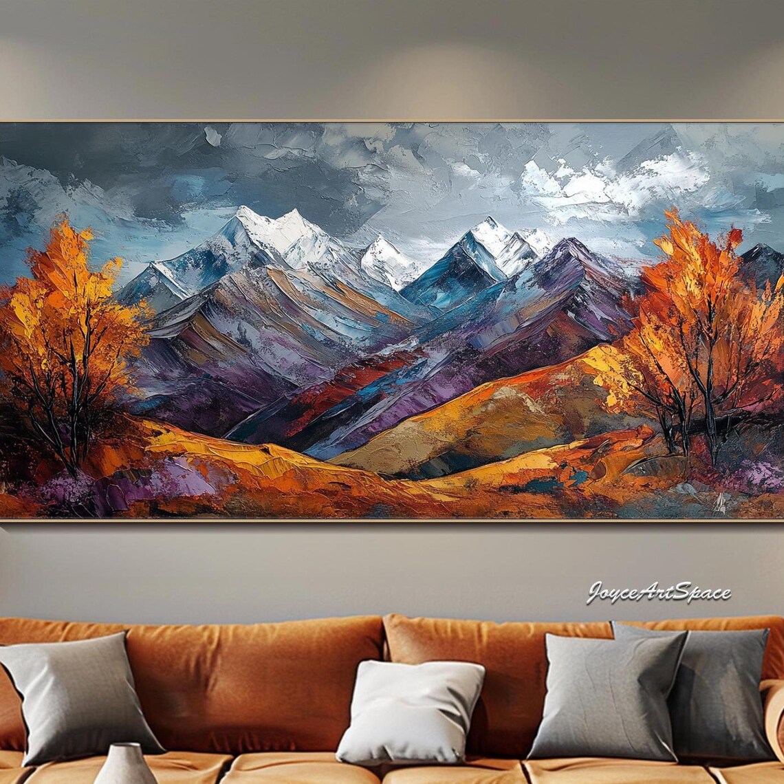 Abstract Mountain Oil Painting, Modern Art Print