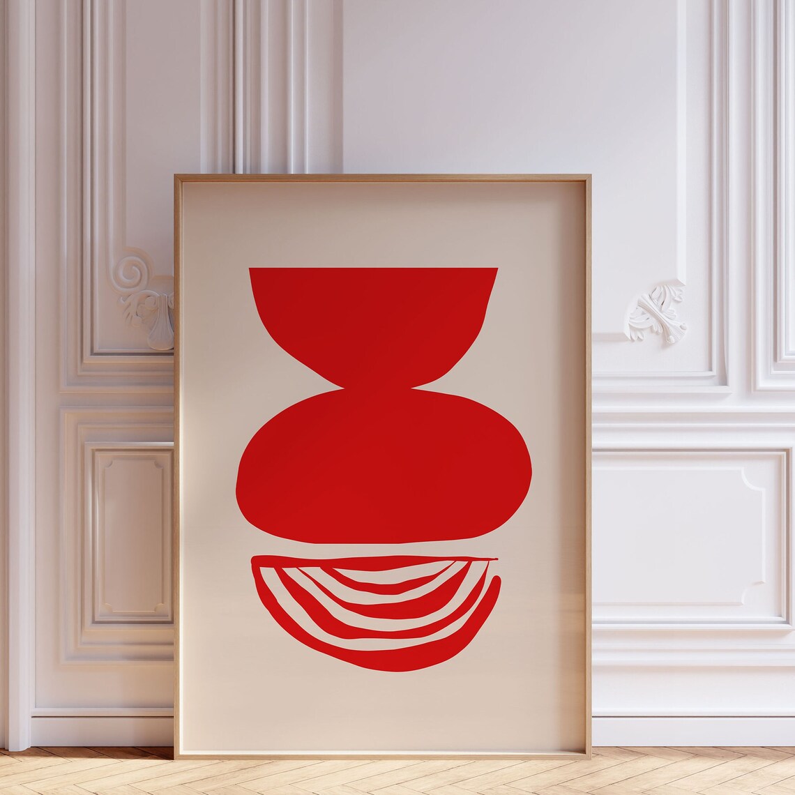 Bold Red Organic Shapes Modern Minimalist Abstract Art Poster
