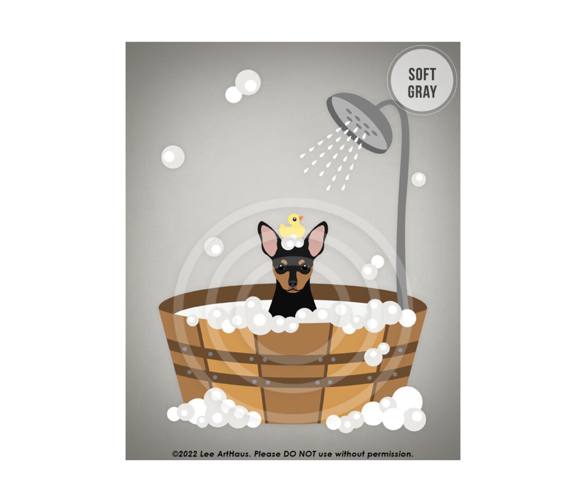 311dp Min Pin In Wooden Bathtub Wall Art Miniature Pinscher Gifts Min Pin Art Dog Bathroom Wall Art Miniature Pinschers Decor - Image 3