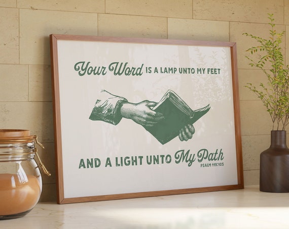 Psalm 119 Sage Green Wall Art Vintage Icon Print Print Bible Verse Wall Art Scripture Print Christian Wall Art Pastor Appreciation Gift