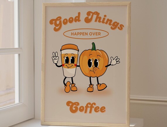 Coffee Print Retro Drink Poster Modern Kitchen Decor Vintage Illustration Lover Gift For Her