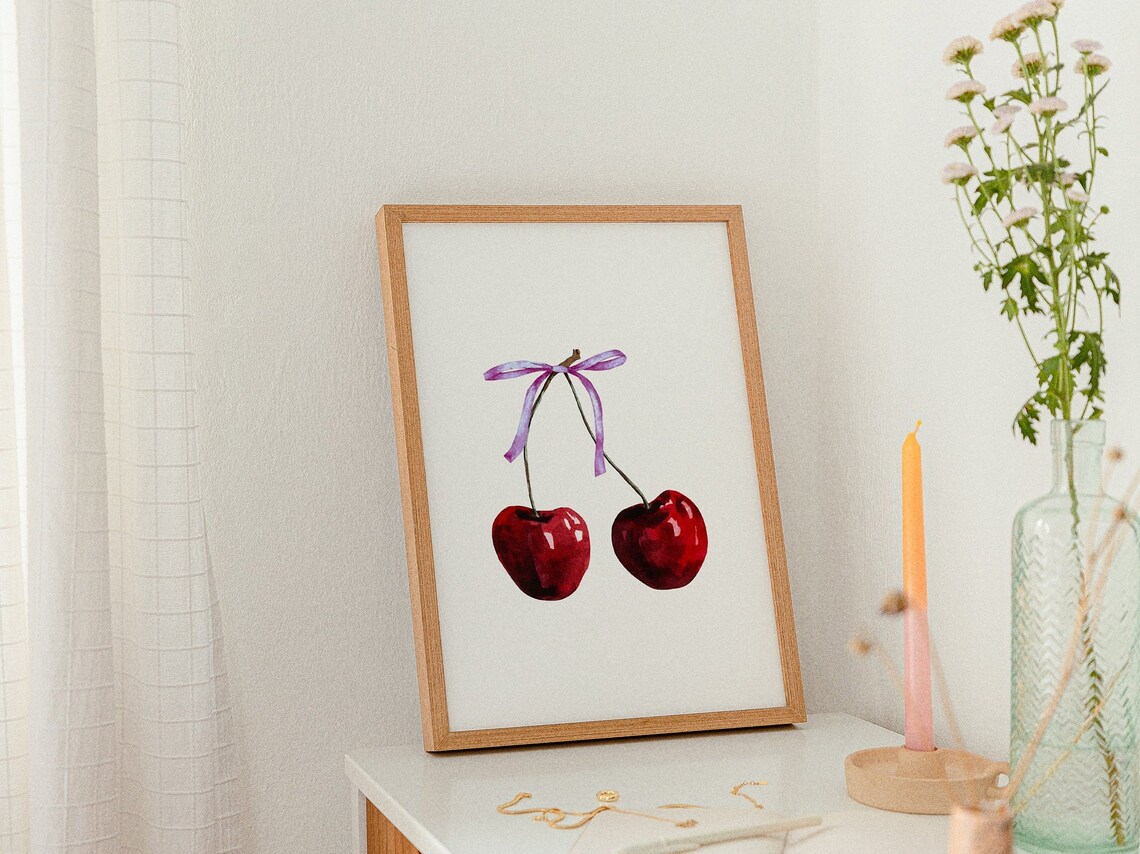 Cherry Wall Art, Coquette Balletcore Kitchen Decor - Image 2