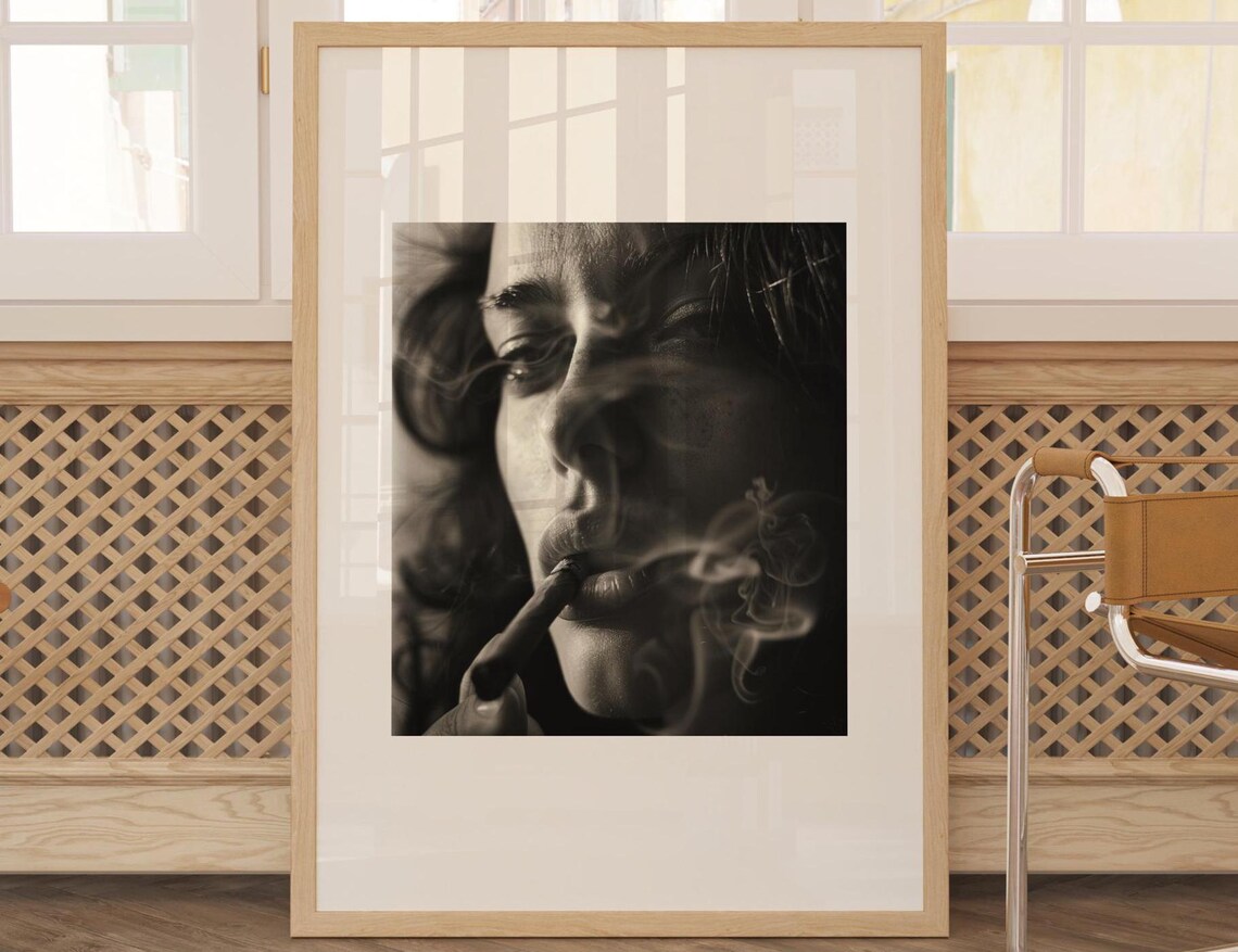 Black And White Vintage Women Cigarette Poster
